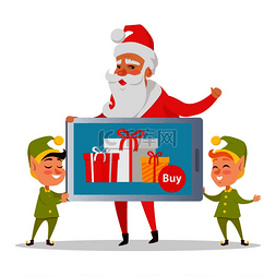 拿着横幅图片_圣诞销售问候横幅与圣诞老人和精