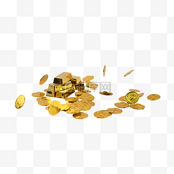 金色硬币图片_金条金币富贵钱币硬币堆