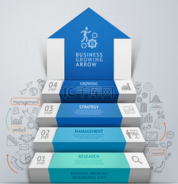 箭头标签图片_3d 商务箭头步楼梯图表.