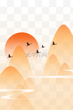 景观花箱图片_秋天秋分山水夕阳景观