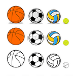 运动球套装。篮球和足球。网球和排球.