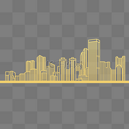 剪纸城市建筑图片_金色金线剪影科技感建筑群