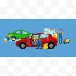 服务洗车图片_自动清洗用水和肥皂洗车服务