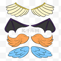形状组合图片_卡通可爱翅膀天使鸟蝴蝶形状怪物