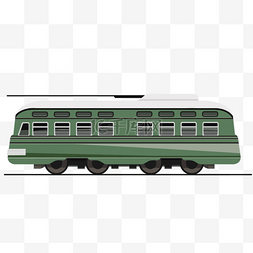 旅游交通插图图片_有轨电车复古绿色