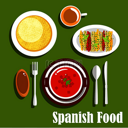 圆甜椒图片_西班牙美食图标的传统素食晚餐，