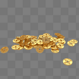 C4D立体3D金色新年金币硬币