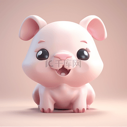 3D立体黏土动物可爱卡通小猪