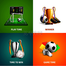 游戏胜利背景图片_足球图标概念与游戏时间、游戏设