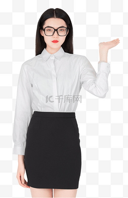 白衬衣ps素材图片_商务女性托举右手