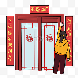 中国传统门神年画图片_春节习俗贴春联