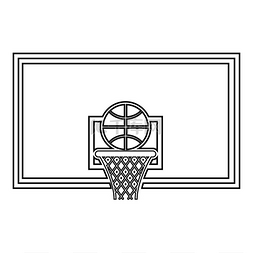 篮球圈和球篮板和网格篮子图标轮
