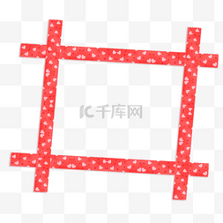 红色正方形卡通文具胶带边框