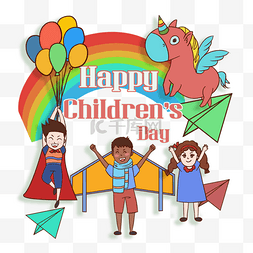 彩虹飞机图片_自由的彩色儿童节