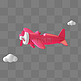 C4D红色立体漂浮粉色飞机