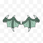 绿色手绘卡通恶魔蝙蝠翅膀剪贴画