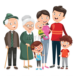 幸福家庭手绘图片_矢量插画的幸福的家庭