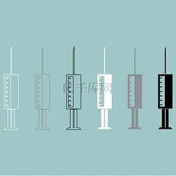 疫苗接种图标图片_注射器白色灰色黑色图标.. 注射器