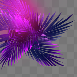 紫色霓虹棕榈叶植物边框