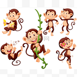 香蕉图片_小猴子做不同的事情