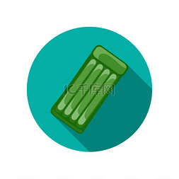 绿色游泳充气床垫矢量扁平风格海