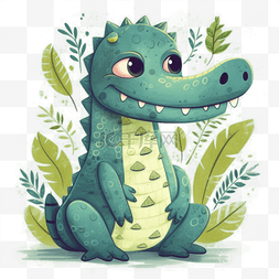 想鳄鱼的龙图片_北欧风绘本插画类可爱小动物形象