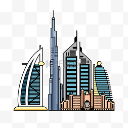 线条大厦迪拜城市剪影