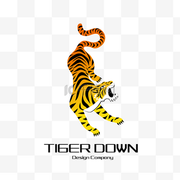 老虎卡通logo设计素材-老虎卡通logo模板设计-海报PNG图片下载-千库网