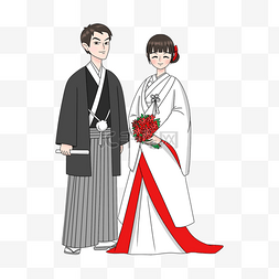 家庭人物卡通插画图片_婚礼人物卡通日本传统