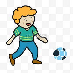 踢足球的蓝衣少年可爱儿童人物