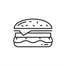 线性鸡图片_芝士汉堡快餐小吃与切碎的肉、奶