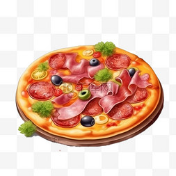 手绘披萨插画图片_卡通手绘餐饮美食披萨