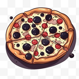 美食披萨手绘插画图片_卡通手绘餐饮美食披萨