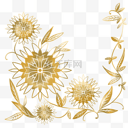 花卉植物抽象图片_光效抽象金边花卉植物