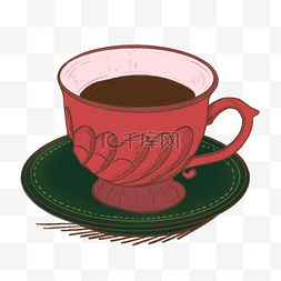 手绘陶瓷器具图片_咖啡器具红色咖啡杯