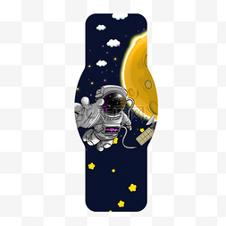 星球素材背景图片_书签宇航员黄色月亮背景