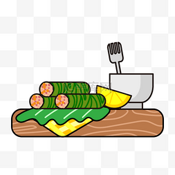 水果蔬菜肉卡通图片_地中海釀菜卡通描线风格