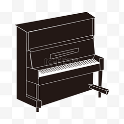演奏钢琴卡通图片_线稿音乐乐器黑色木质钢琴