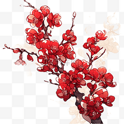 树枝上的红色兰花