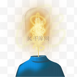 脑电图图片_创意概念大脑想象力人黄色光效