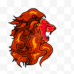 红色火焰侧面狮子头剪贴画