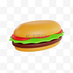 汉堡小吃图片_3D立体牛肉汉堡