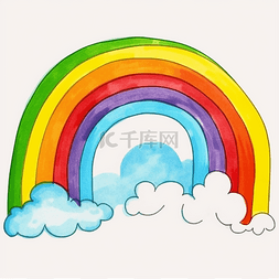 彩虹蜡笔手绘图片_儿童手绘美丽彩虹