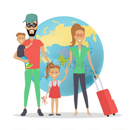 快乐的家庭旅行旅游理念。