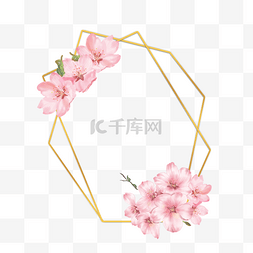 樱花海报背景素材图片_边框樱花水彩金线