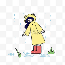 雨纷纷图片_穿雨衣女孩