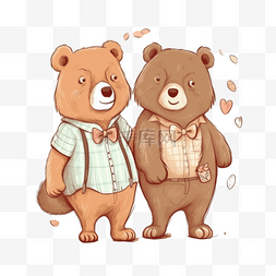 情侣小熊卡通图片_卡通手绘情侣小动物小熊