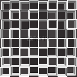 室内空背景图片_现代货架带有方形隔间的搁板黑色
