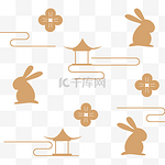 中秋中秋节兔子金色线条底纹
