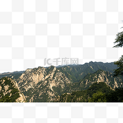 垃圾桶景区标志图片_华山的山峰景色植物